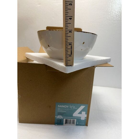 Set Of 4 Lazuro Sandy Porcelain Salad Bowls - Picture 6 of 6